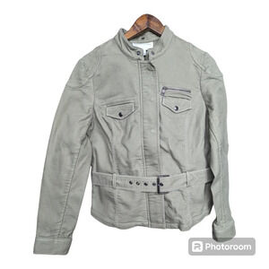 Banana  Republic stretch jeans biker jacket with belt & shoulder & elbow patches